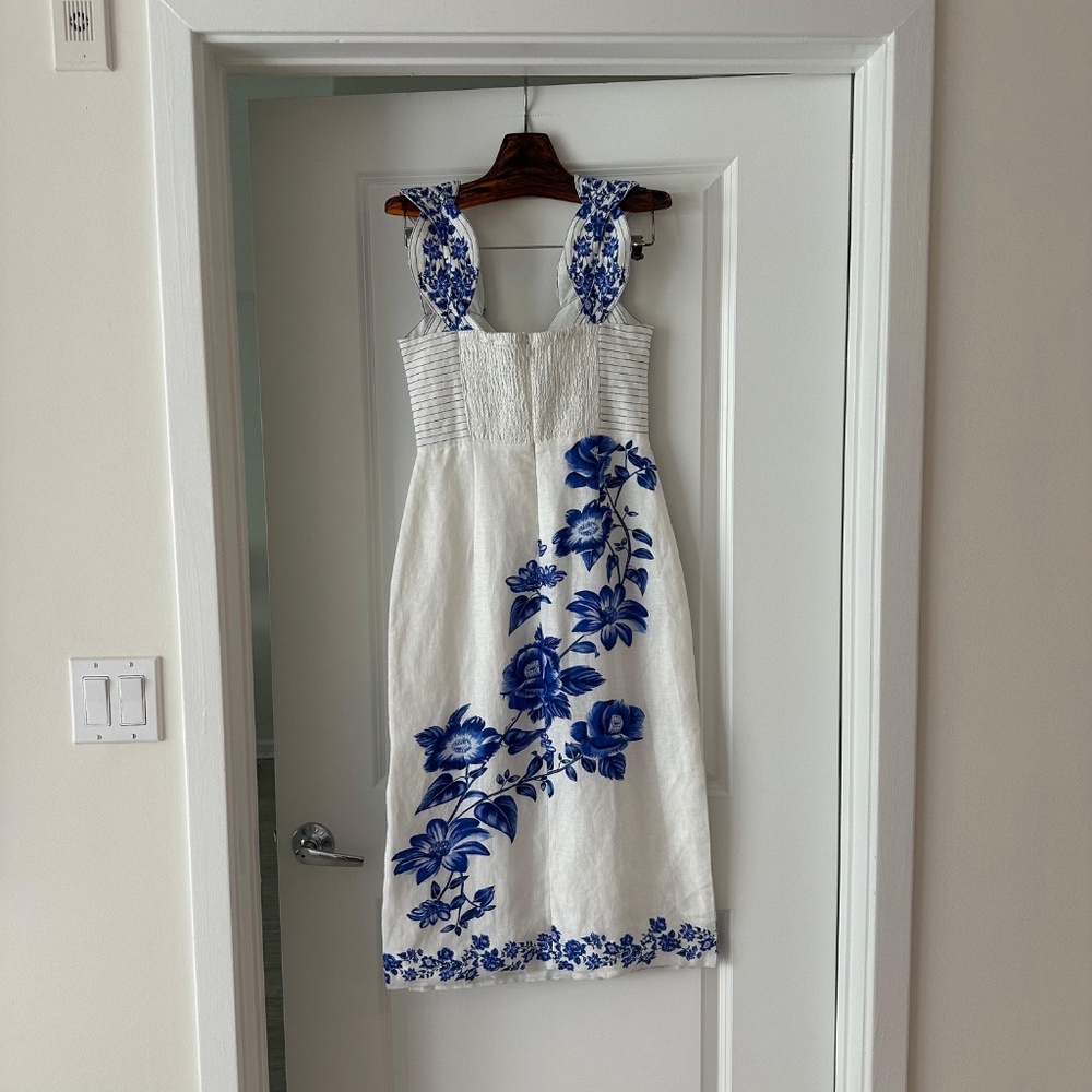 Farm Rio Off-White Floral Cascade Wavy Midi Dress - Picture 8 of 8